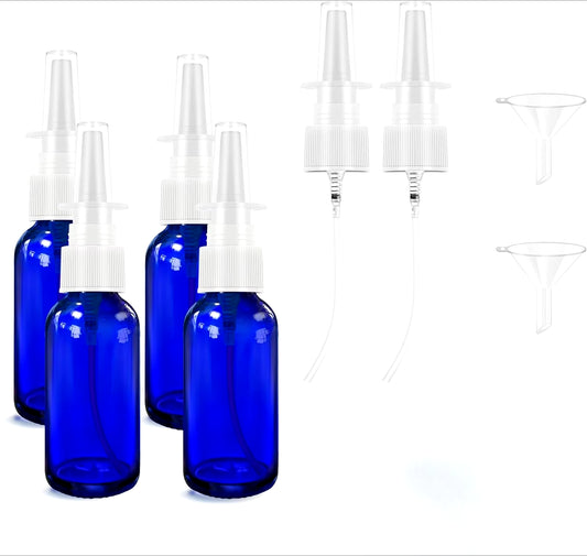 1Pcs 5Ml-100Ml Blue Nasal Spray Bottle Glass Nasal Sprayer Press Nozzle Empty Bottle Refillable Glass Atomizer