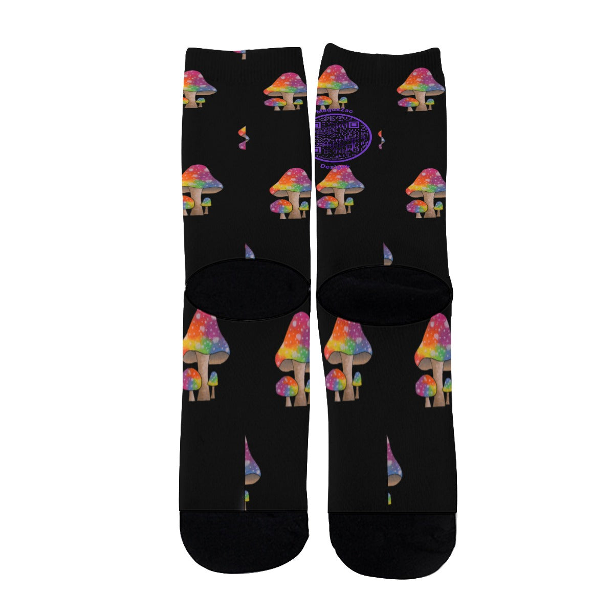 Mushroom Print Socks Black