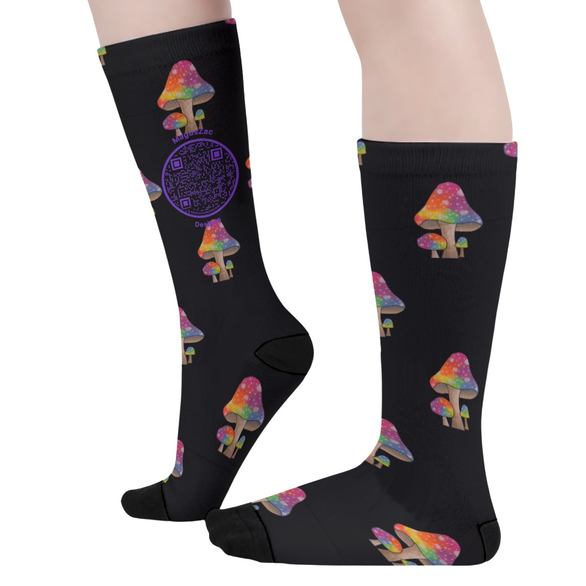 Mushroom Print Socks Black