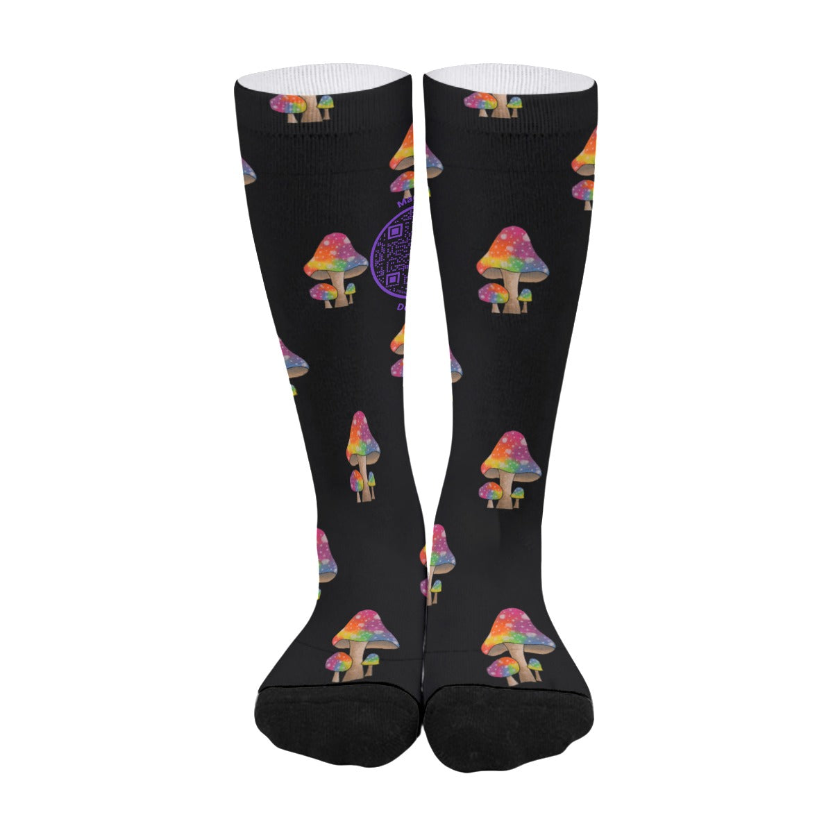 Mushroom Print Socks Black